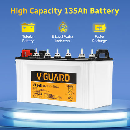 Smart Pro 1200 S Solar Inverter + VJ 145 Battery Combo for Home, Office & Shops