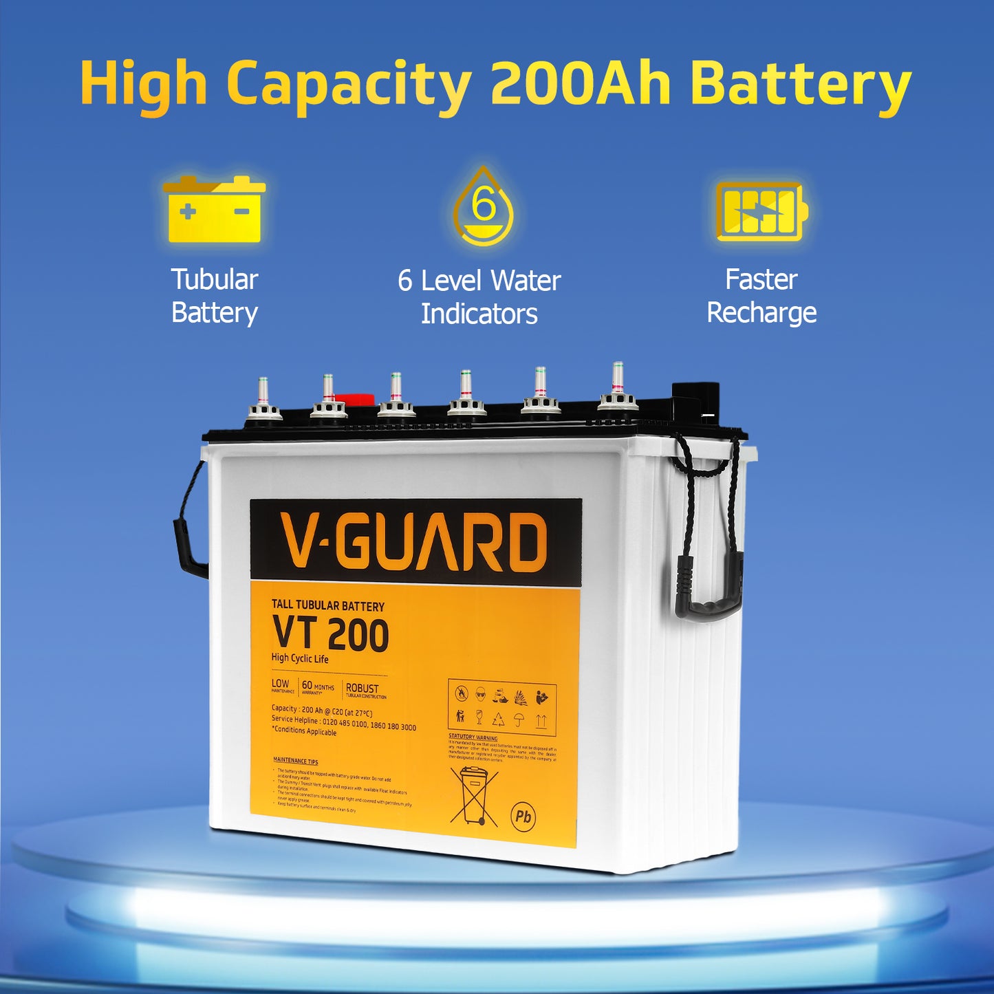 Smart Pro 1200 s Solar Inverter + VT 200 Battery Combo for Home, Office & Shops
