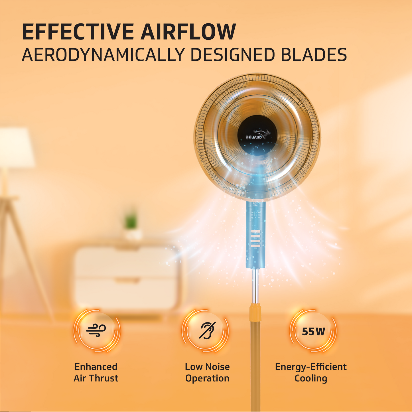 Esfera Remote 5 Blade 40 cm Pedestal Fan, Orange Black