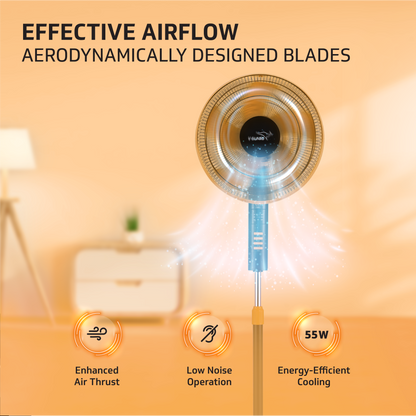 Esfera Remote 5 Blade 40 cm Pedestal Fan, Orange Black