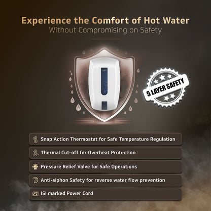 V-Guard Zio Instant Water Heater | 3 Litre | 3000 W Heating | White-Blue
