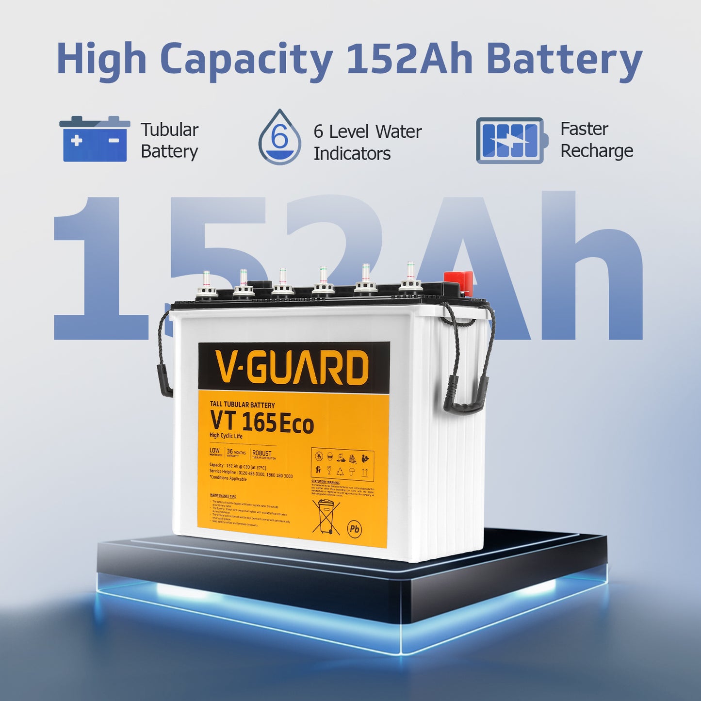Smart Pro 1200 Inverter + VT 165 Eco Battery Combo for Home, Office & Shops