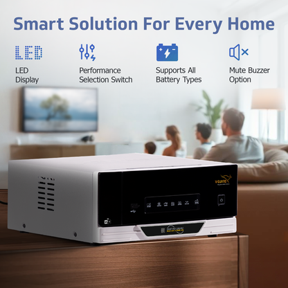 V-Guard Smart Inverter & Battery Combo (Smart Pro 1200 MiLi Digital Sine Inverter with VT 165S (154 Ah Tall Tubular Battery)) for Home, Office & Shops
