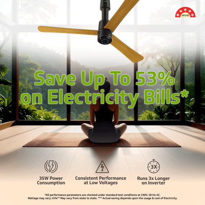 V-Guard INSIGHT-G Premium BLDC Ceiling Fan For Home | 6 Speed Settings | 5-Star Energy Saving | Convenient Remote Control | High-Speed 100% Copper Motor (Choco Gold Wood)
