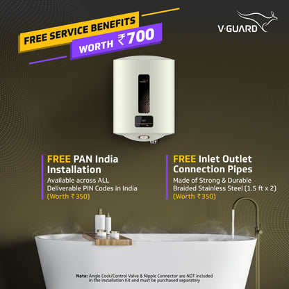V-Guard Victo Plus DG Geyser 25 Litre Water Heater with Shock Prevention Module & Digital Display | High Energy Efficiency | Vitreous Enamel Coating | Free PAN India Installation & Connection Pipes