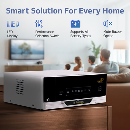 V-Guard Smart Inverter & Battery Combo (Smart Pro 1200 MiLi Digital Sine Inverter with VT 250 Dlx (230 Ah Tall Tubular Battery)) for Home, Office & Shops
