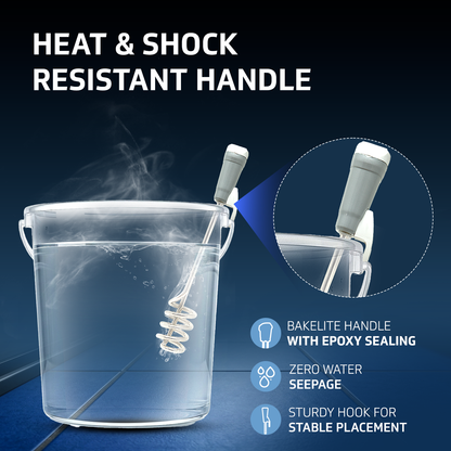 V-Guard Immersion Water Heater Rod for Bucket Heating | 1500 W | Fast Heating with Shock Protection | SS304L Heating Tube | Nickel Plated | BIS Certified | 2 Year Warranty