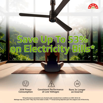 V-Guard INSIGHT-G Premium BLDC Ceiling Fan For Home | 6 Speed Settings | 5-Star Energy Saving | Convenient Remote Control | High-Speed 100% Copper Motor (Choco Brown Glossy)