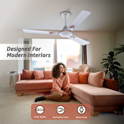 Windle Deco Zeta Ceiling Fan, 1.2 m, White