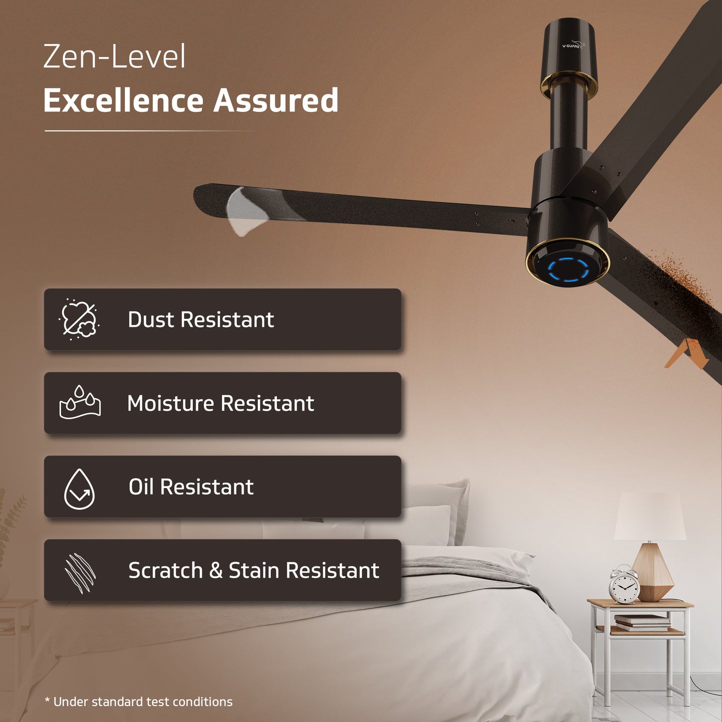V-Guard INSIGHT-X Premium BLDC Ceiling Fan For Home | 6 Speed Settings | 5-Star Energy Saving | Convenient Remote Control | High-Speed 100% Copper Motor | 1.2M (Choco Brown Glow)