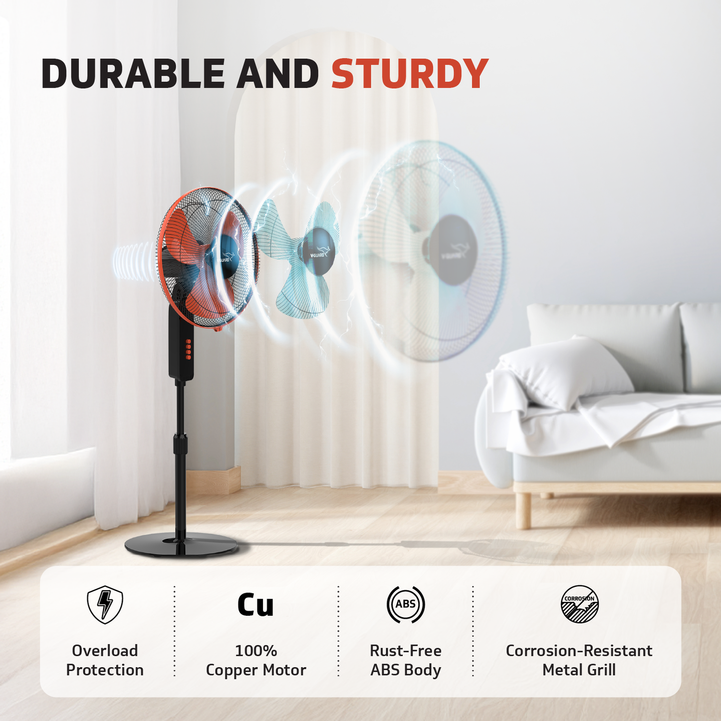 Esfera STS Plus 2-in-1 Pedestal Fan, 3 blade, 40 cm, Red Black