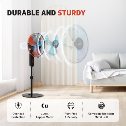 Esfera STS Plus 2-in-1 Pedestal Fan, 3 blade, 40 cm, Red Black