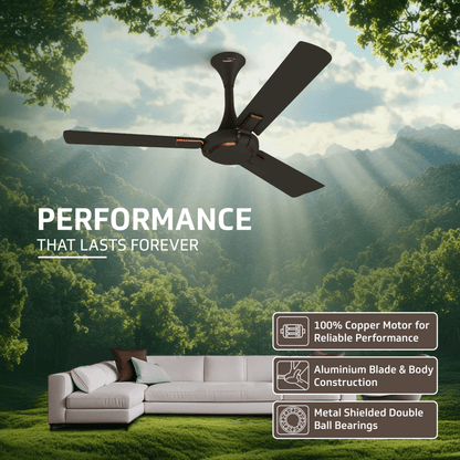 Exado Pro ES BLDC Ceiling Fan For Home, Anti Dust Coating, Energy Saving, Remote Control, 100% Copper Motor, 1200 mm (Choco Brown Matte)