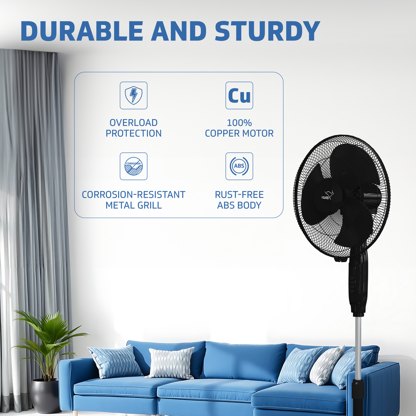 Gatimaan Pro HSP N High Speed Pedestal Fan, Black