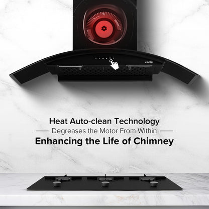 V-Guard Y20 Filterless Kitchen Chimney | 90 cm | 1200 m³/h High Suction Capacity | Heat Auto-Clean | Push-Button Control | 1 Year Comprehensive & 5 Year Motor Warranty