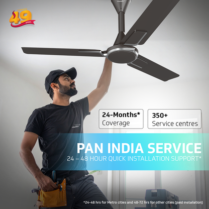 V Guard Blyzia Bs Ceiling Fan | Premium Decorative | Superior Aluminum Blades | 230 CMM Airflow | 370 RPM | Metallic Grey