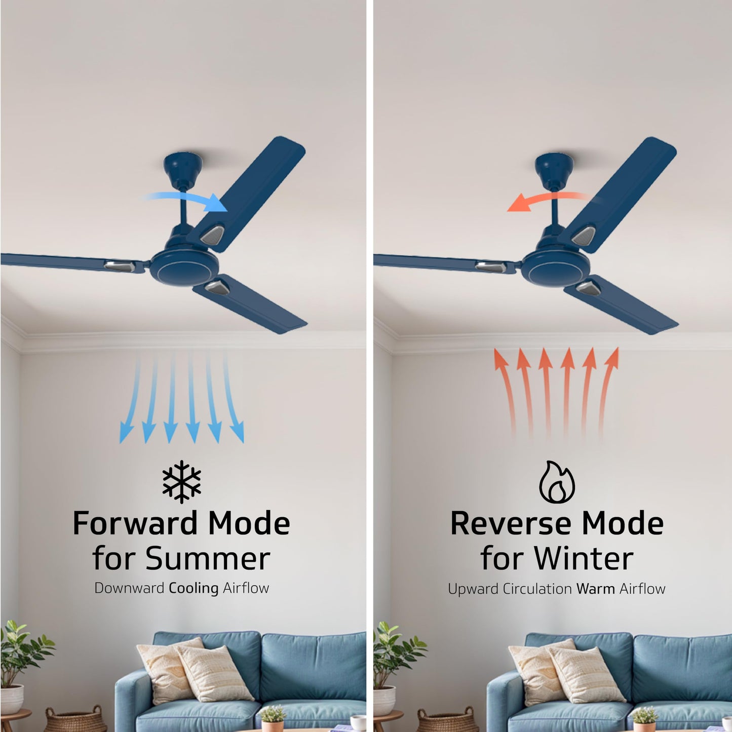 Windle Deco BLDC Ceiling fan with Remote, 1.2 m, 5-Star Rated, Admiral Blue