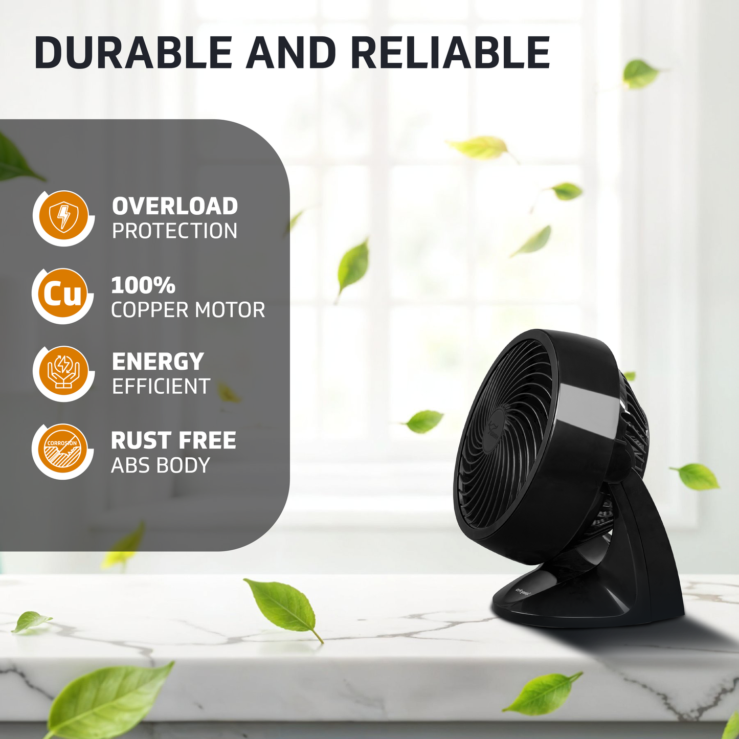 Spinny Pro multipuprose personal fan, table and wall mount, 2100 RPM, Black