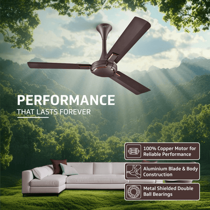Exado Pro ES BLDC Ceiling Fan For Home, Anti Dust Coating, Energy Saving, Remote Control, 100% Copper Motor, 1200 mm (Elegance Brown Matte)