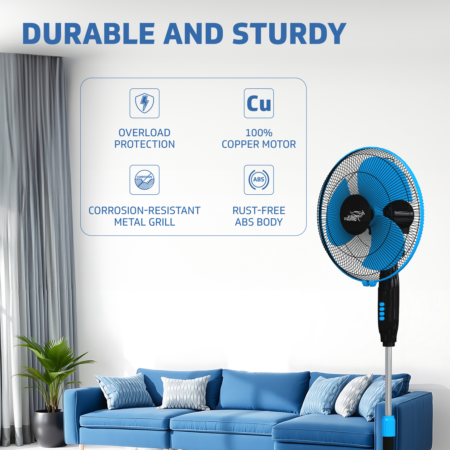 Gatimaan Pro HSP N High Speed Pedestal Fan, Blue Black
