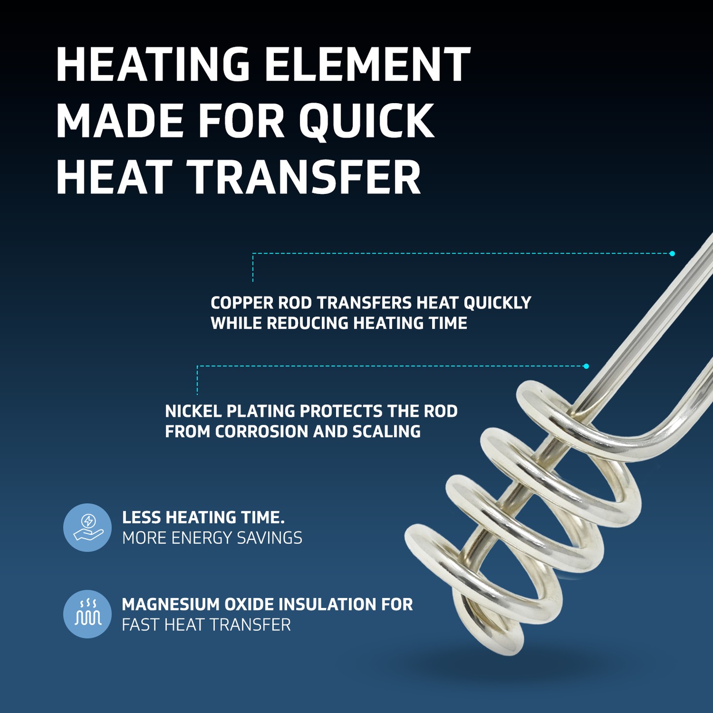 V-Guard Immersion Water Heater Rod for Bucket Heating | 1500 W | Fast Heating with Shock Protection | SS304L Heating Tube | Nickel Plated | BIS Certified | 2 Year Warranty
