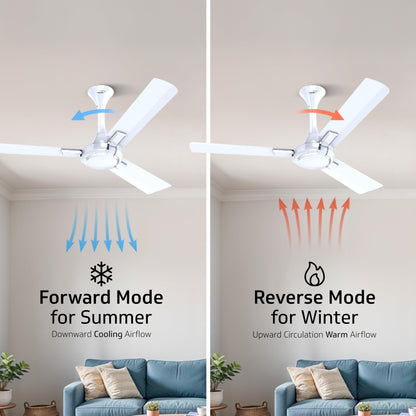 Exado Pro ES BLDC Ceiling Fan For Home, Anti Dust Coating, 5-Star Energy Saving, Remote Control, 100% Copper Motor, 1.2M (Pearl White Silver)