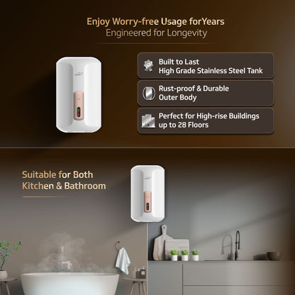 V-Guard Zio Pro Instant Water Heater | 3 Litre | 3000 W Heating | White-Blue | Free Connection Pipes & Installation(₹1000/-Benefit)