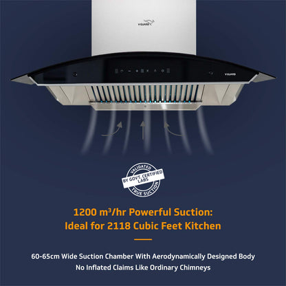 A20 90cm Kitchen Chimney 1400m cmh Suction with Baffle Filter(Auto Clean, Motion Sensor)