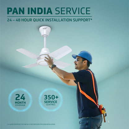 V-Guard Windle Pro Ps High Speed Ceiling Fan For Home | 830 RPM Motor | BEE 1 Star Rating | Glossy Finish | 4 Blade Ceiling Fan | 60 cm Sweep | White