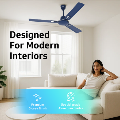 V-Guard Pace Art Bz Ceiling Fan for Home with Decorative Trims 1.2 M, Royal Blue