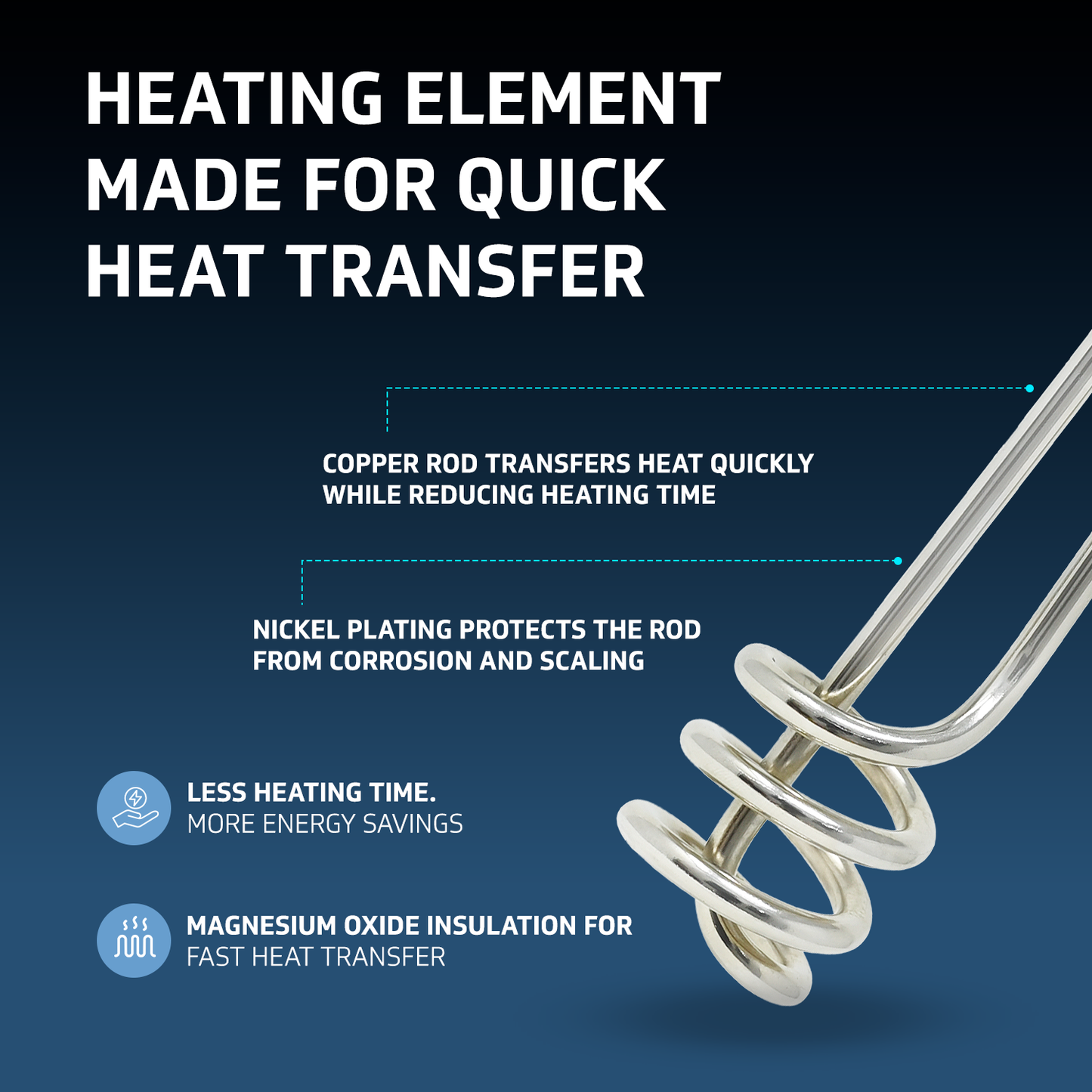 V-Guard Immersion Water Heater Rod for Bucket Heating | 1000 W | Fast Heating with Shock Protection | SS304L Heating Tube | Nickel Plated | BIS Certified | 2 Year Warranty