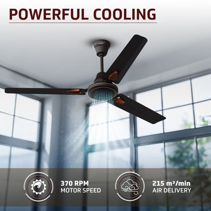 Windle Deco Bz Modern High Speed Ceiling Fan for Home 1.2 meters, Matte Brown