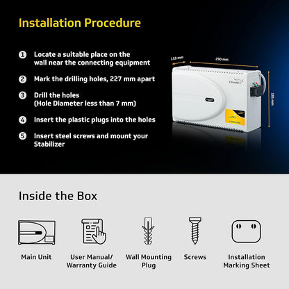 i4 Dura 2040 Stabilizer for 1.5 ton Inverter AC (Working Range 160-280V)