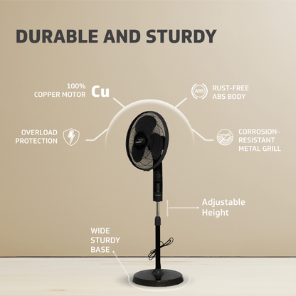 Esfera Remote 16 Black Pedestal Fan