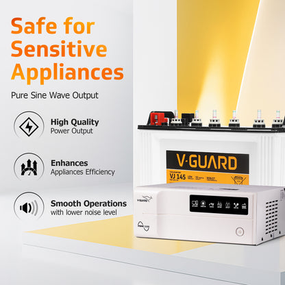 Prime 1150 Inverter and VJ 145 Battery Combo for Home, Office & Shops