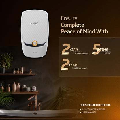 V-Guard Fericio Geyser 3 Litre Instant Water Heater | Elegant Dual Color LED Indicators | 3000 W Powerful Heating | Suitable For Kitchen & Bathroom | 5 Year Inner Tank Warranty by V-Guard | White