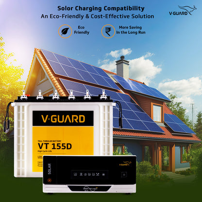 Smart Pro 1200 S Solar Inverter + VT 155D Battery Combo for Home, Office & Shops