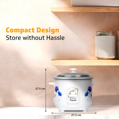 V-Guard VRC 1.0 C 1-Litre Electric Rice Cooker with 400 W Power, 2 Pots, Spatula, Rice Separator | 2-Year Product & 5-Year Heating Plate Coverage by V-Guard | Automatic Cooking with Double-Layer Body