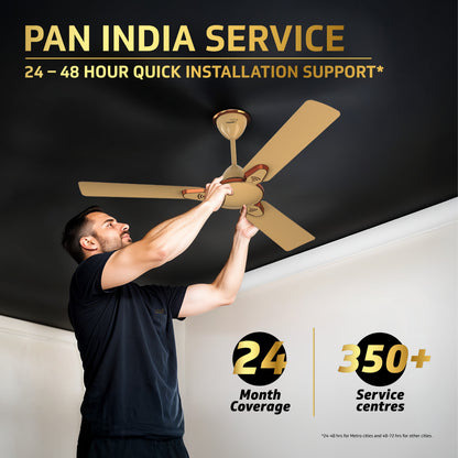 Besa Air Ceiling Fan For Home, High-Speed Copper Motor, Decorative Trims, 1.2 m, Imperial Gold