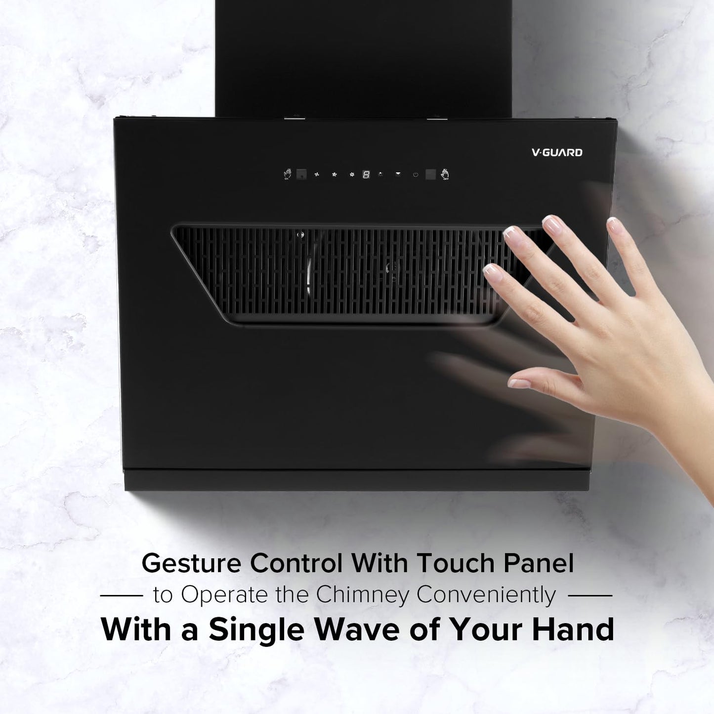 V-Guard Z10 Neo Filterless Kitchen Chimney | 60cm | 1300 m³/h Suction Capacity | One-Touch Heat Auto-Clean | Touch Panel with Gesture Control | 1-Year Comprehensive & 5-Year Motor Coverage