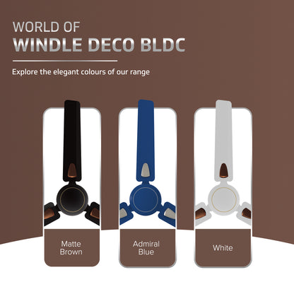 Windle Deco BLDC Ceiling fan with Remote, 1.2 m, 5-Star Rated, Matte Brown