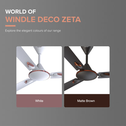 Windle Deco Zeta Ceiling Fan, 1.2 m, White