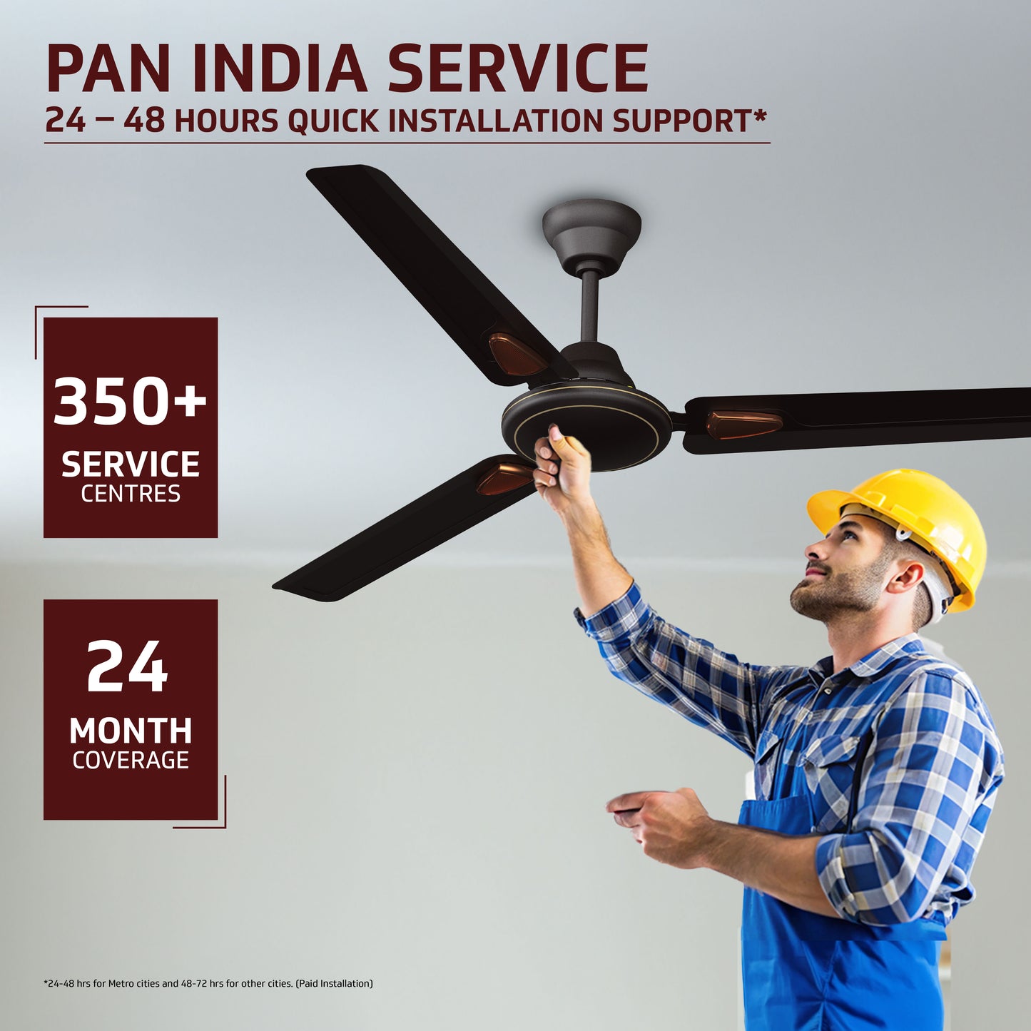 Windle Deco Bz Modern High Speed Ceiling Fan for Home 1.2 meters, Matte Brown