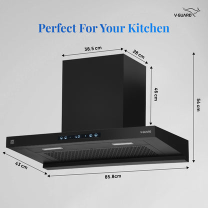 BT 90 | 90 cm BLDC Chimney | 1500 m³/hr suction | Low Noise Operation | Heat Auto Clean | 10 Year Motor Warranty | Touch Panel with Gesture Control
