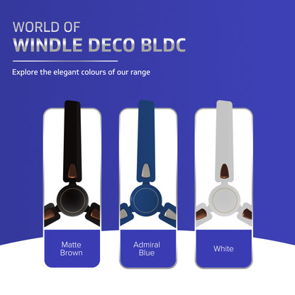 Windle Deco BLDC Ceiling fan with Remote, 1.2 m, 5-Star Rated, Admiral Blue