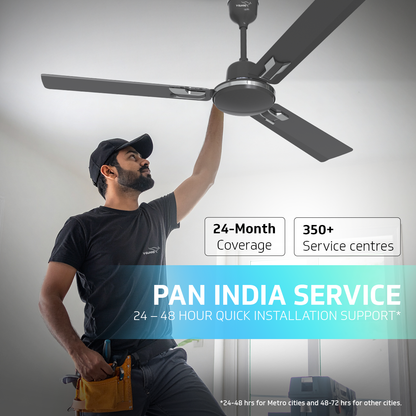 V-Guard Pace Art Bz Ceiling Fan for Home with Decorative Trims 1.2 M, Midnight Black