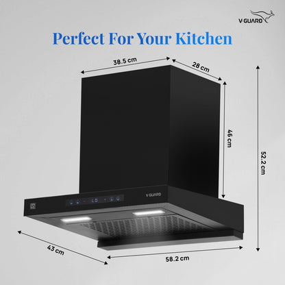 BT 60 | 60 cm BLDC Chimney | 1500 m³/hr suction | Low Noise Operation | Heat Auto Clean | 10 Year Motor Warranty | Touch Panel with Gesture Control