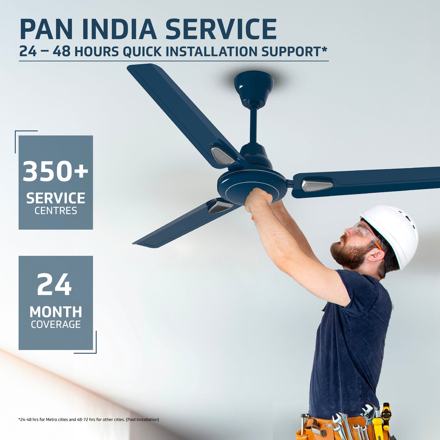 Windle Deco Bz Modern High Speed Ceiling Fan for Home 1.2 meters, Admiral Blue