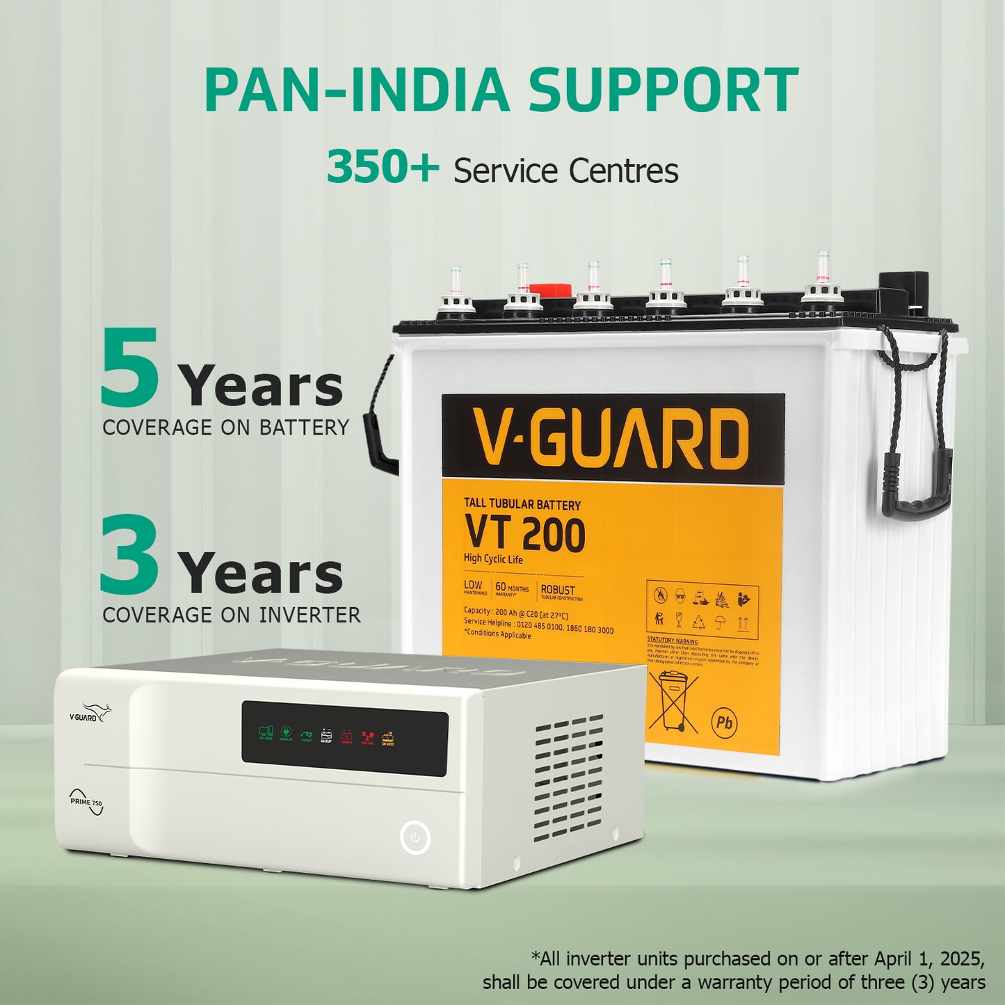 Prime 750 Inverter + VT 200 Battery Combo for Home, Office & Shops