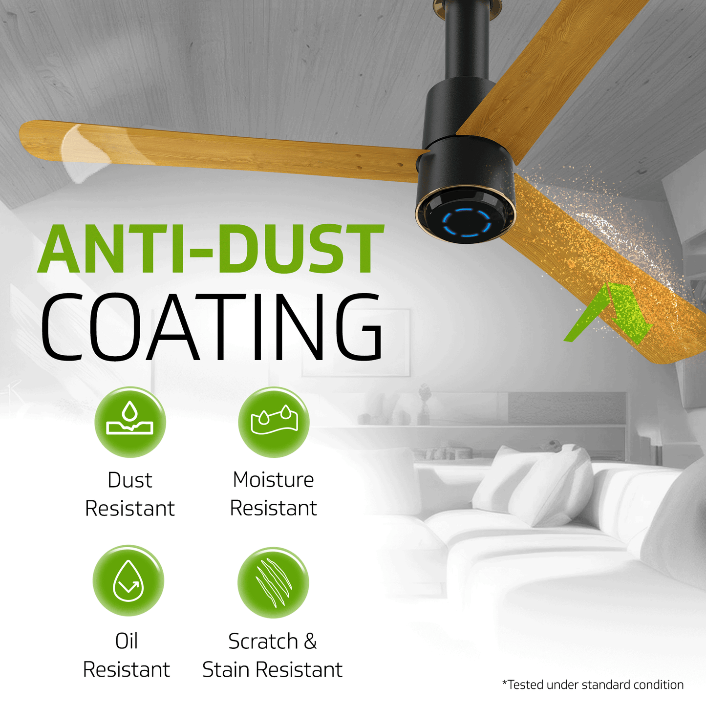 V-Guard INSIGHT-X Premium BLDC Ceiling Fan For Home | 6 Speed Settings | 5-Star Energy Saving | Convenient Remote Control | High-Speed 100% Copper Motor | 1.2M (Choco Gold Wood)